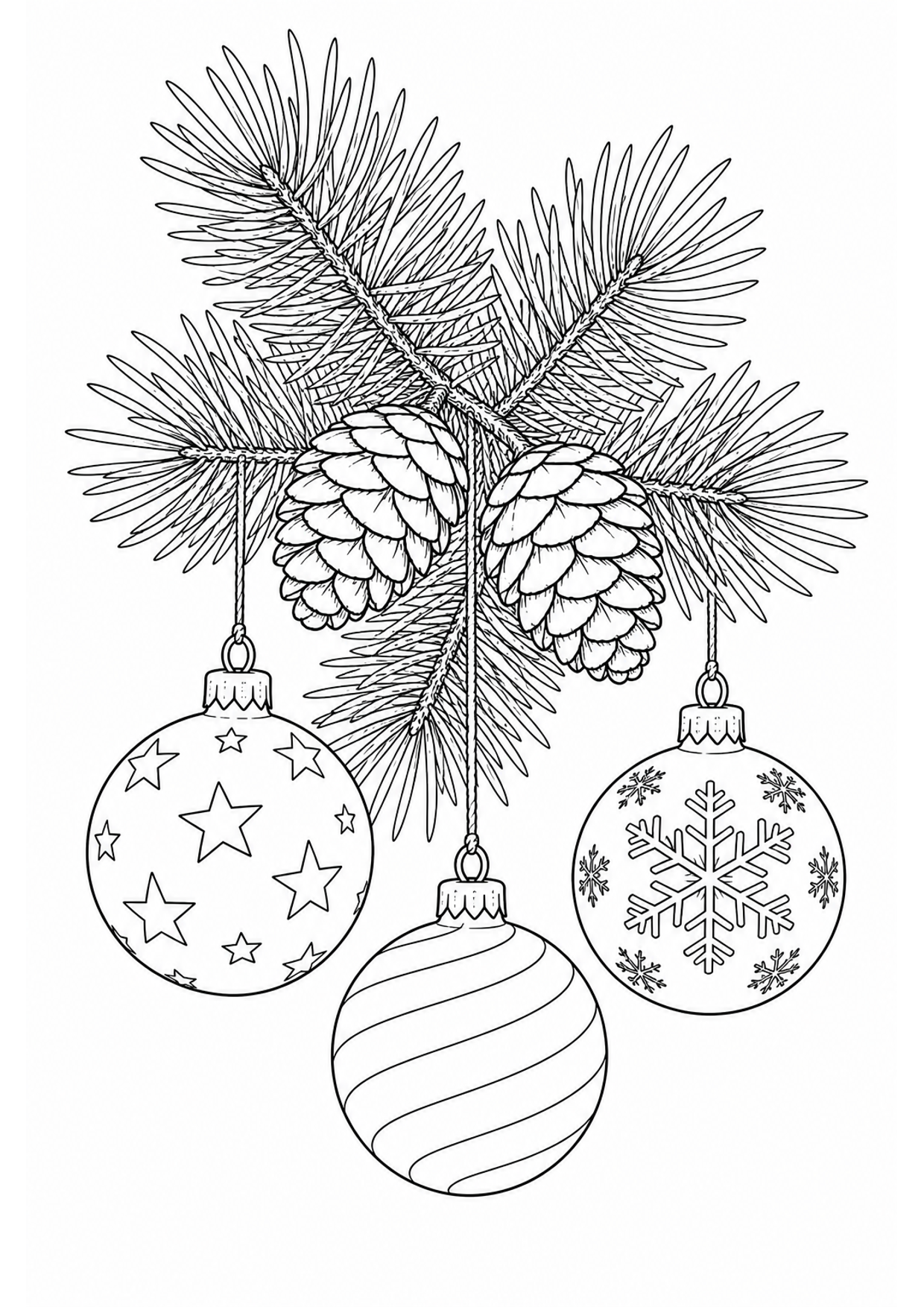 Dibujo de Bolas de Navidad para Colorear e Imprimir