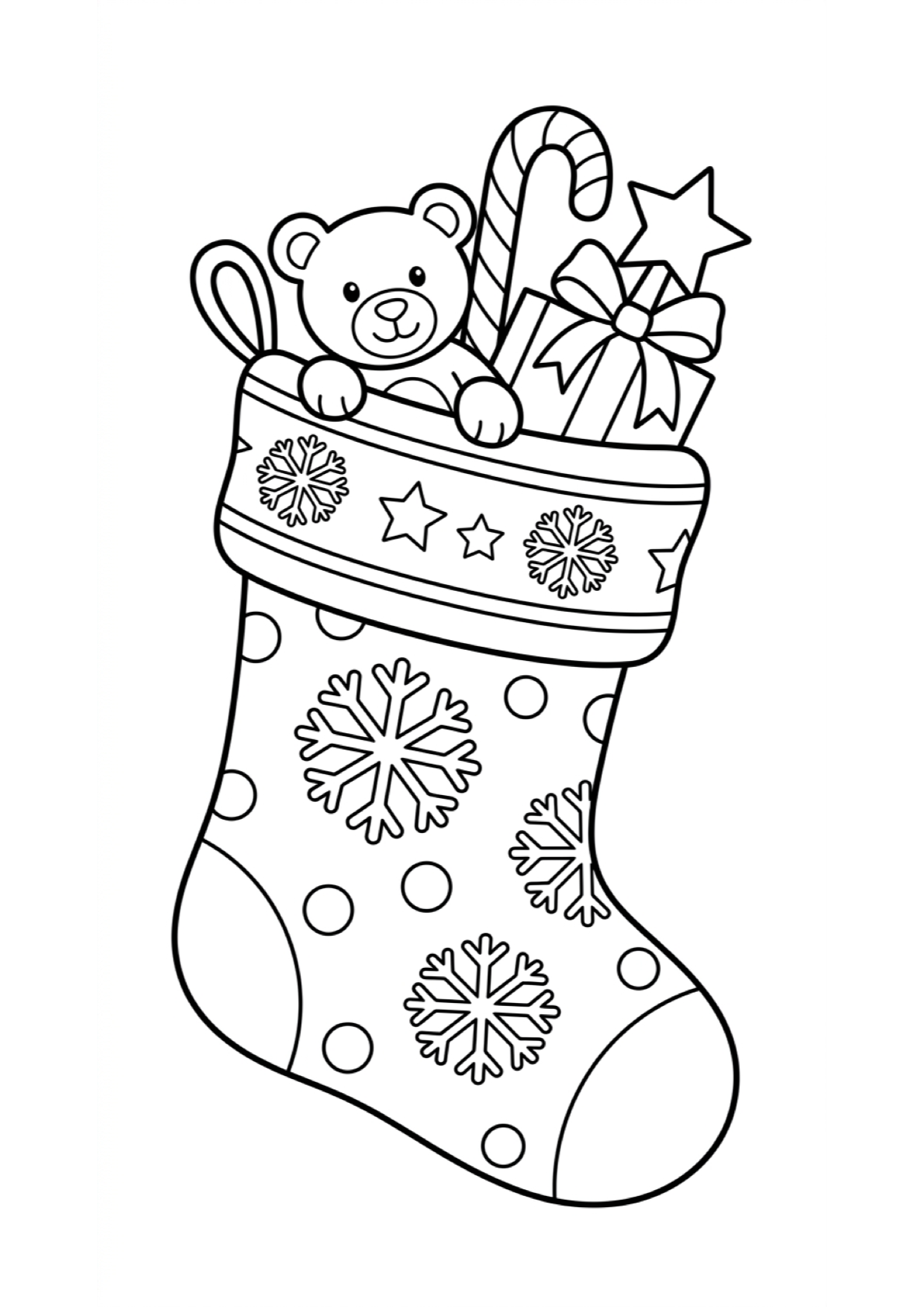 Dibujo de Bota de Navidad para Colorear e Imprimir