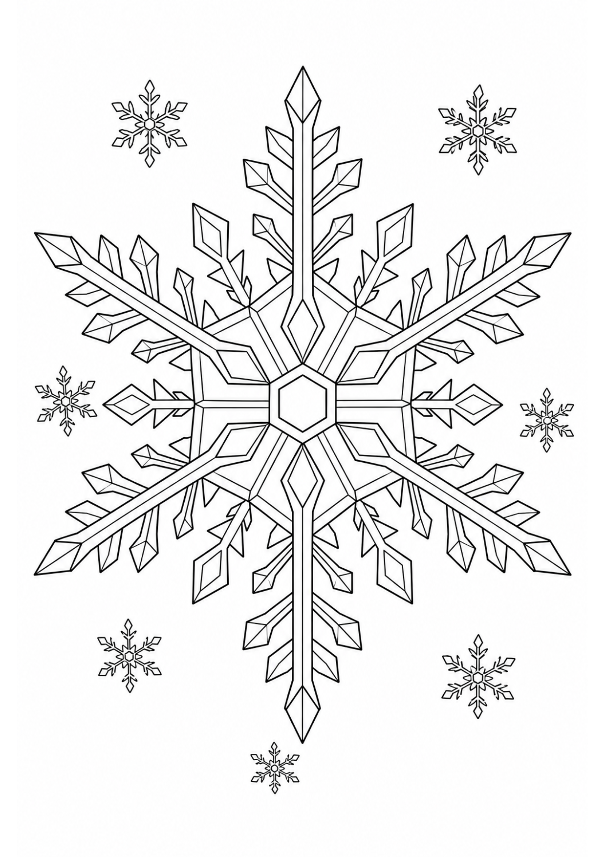 Dibujo de Copo de Nieve para Colorear e Imprimir