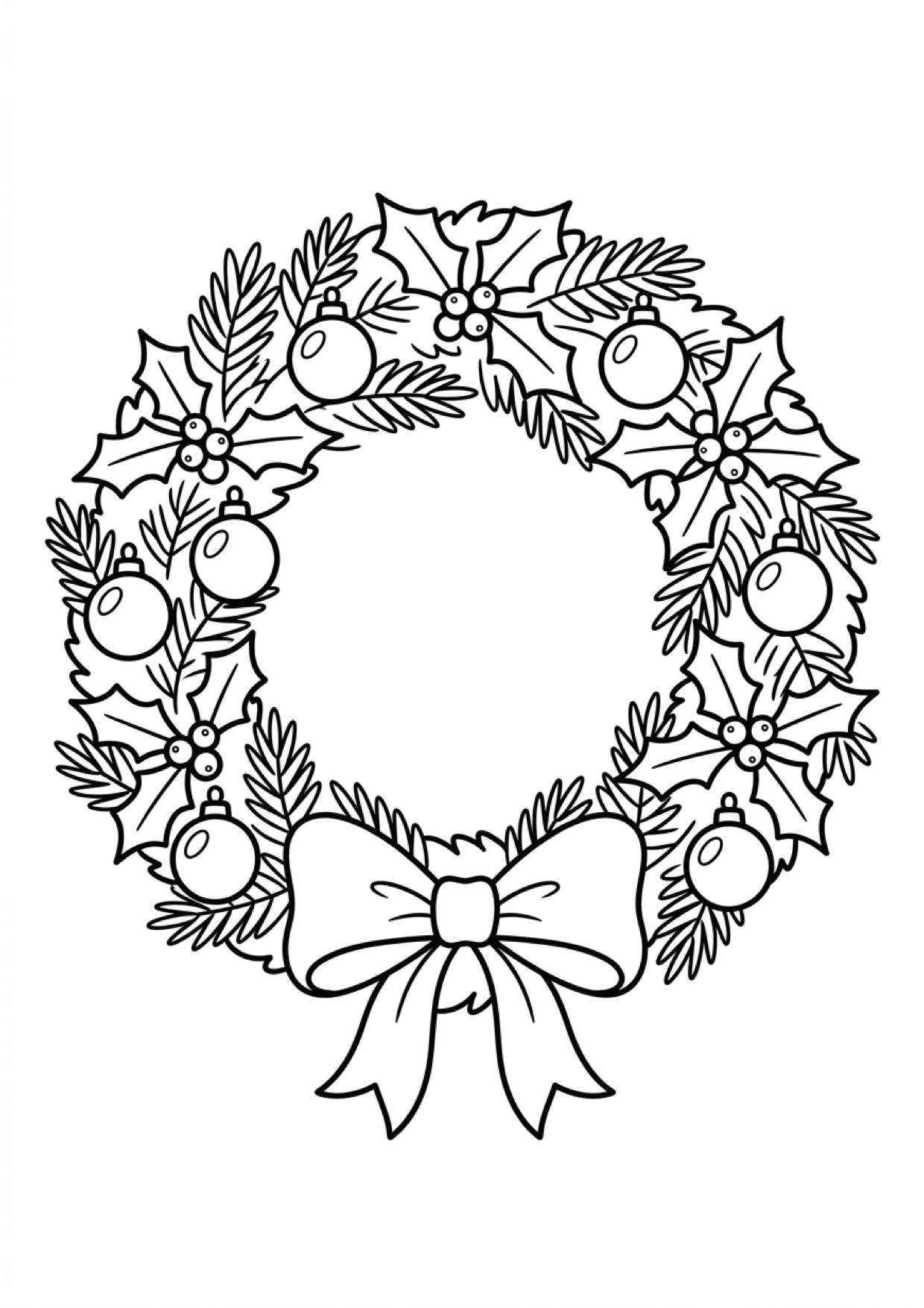 Dibujo de Corona de Navidad para Colorear e Imprimir