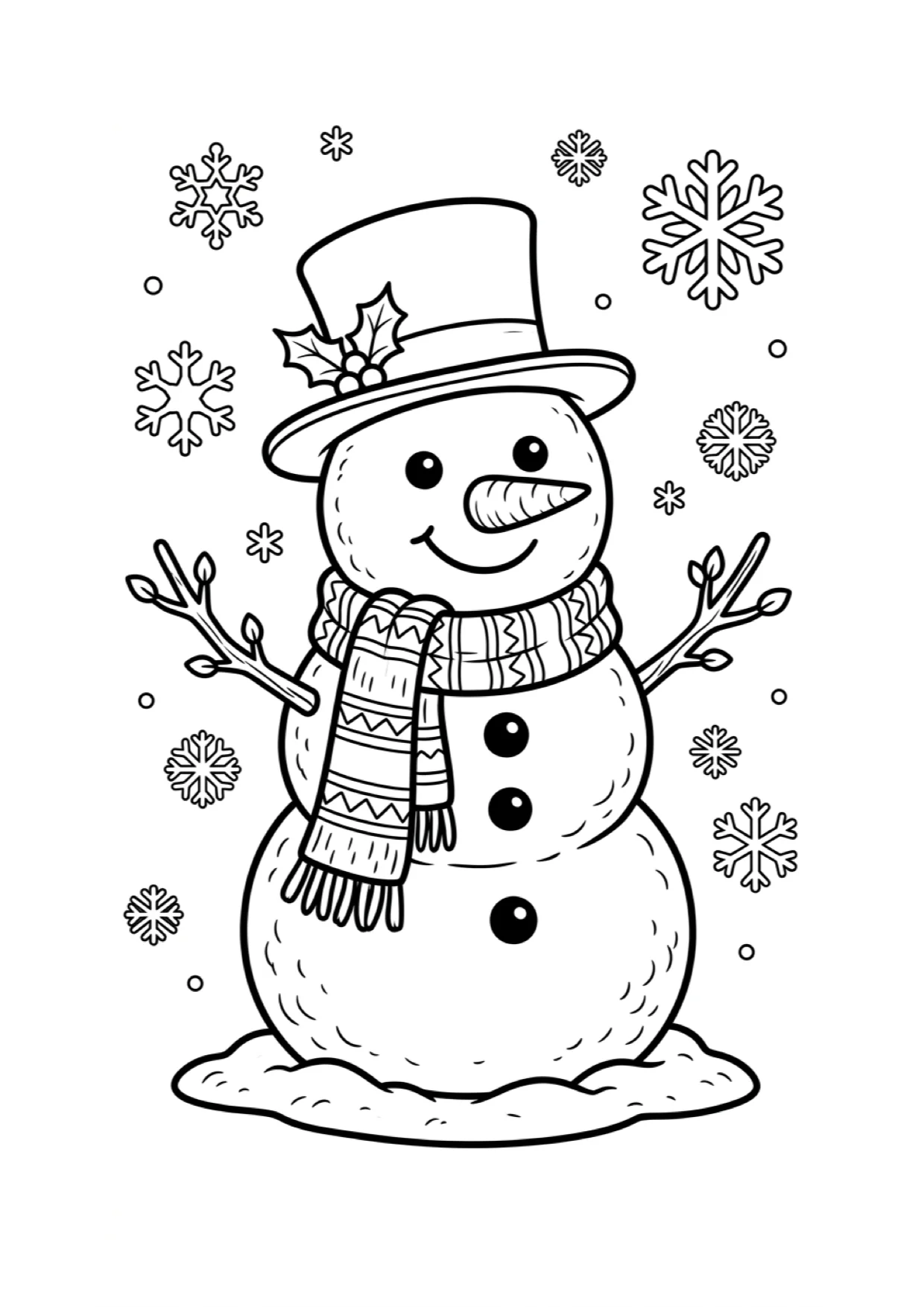 Dibujo de Muñeco de Nieve para Colorear e Imprimir