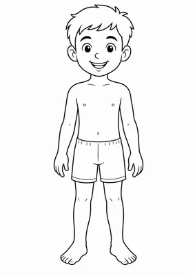 Boy (full body) coloring page — printable human body flashcard