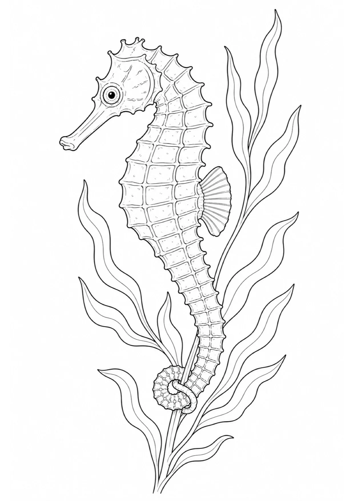 Dibujo de Caballito de Mar para Colorear e Imprimir