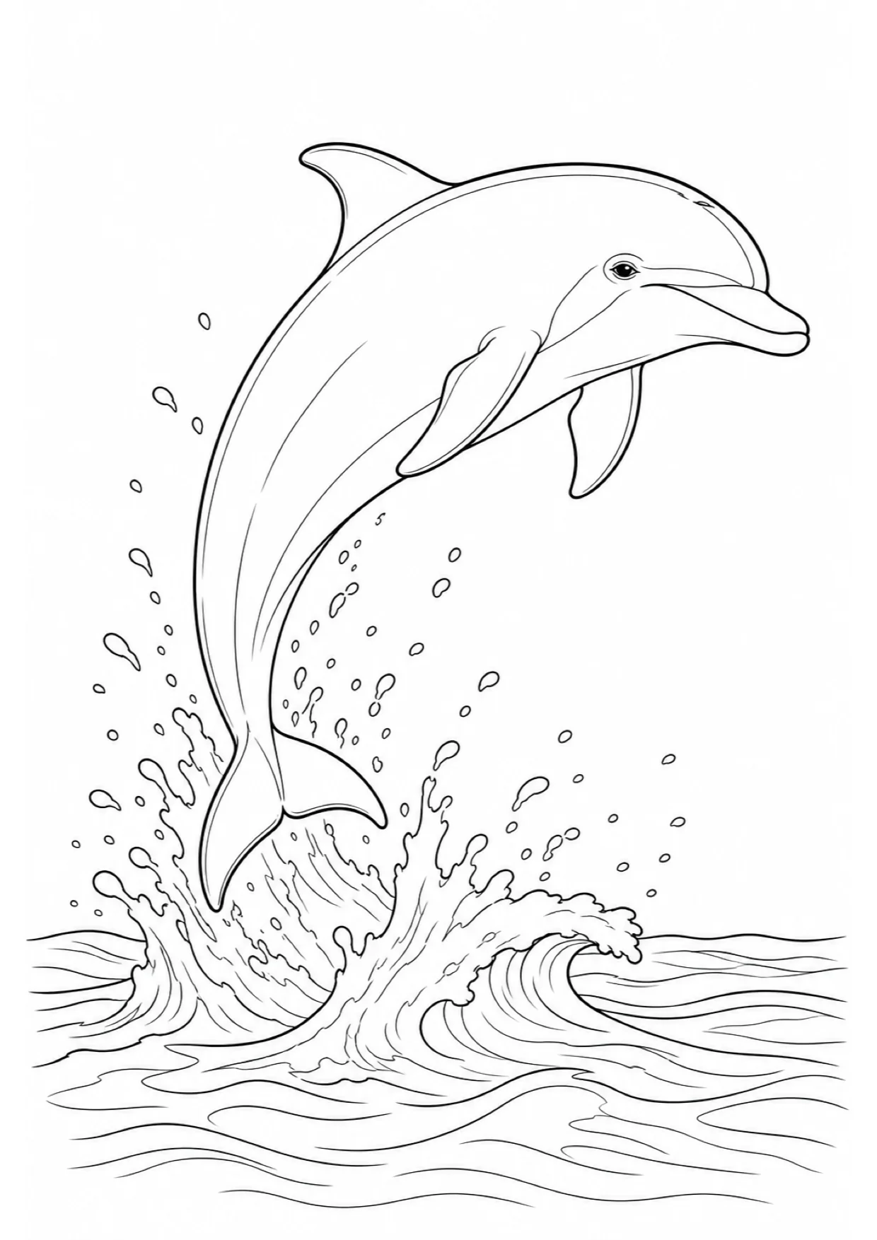 Dibujo de Delfín Saltando para Colorear e Imprimir