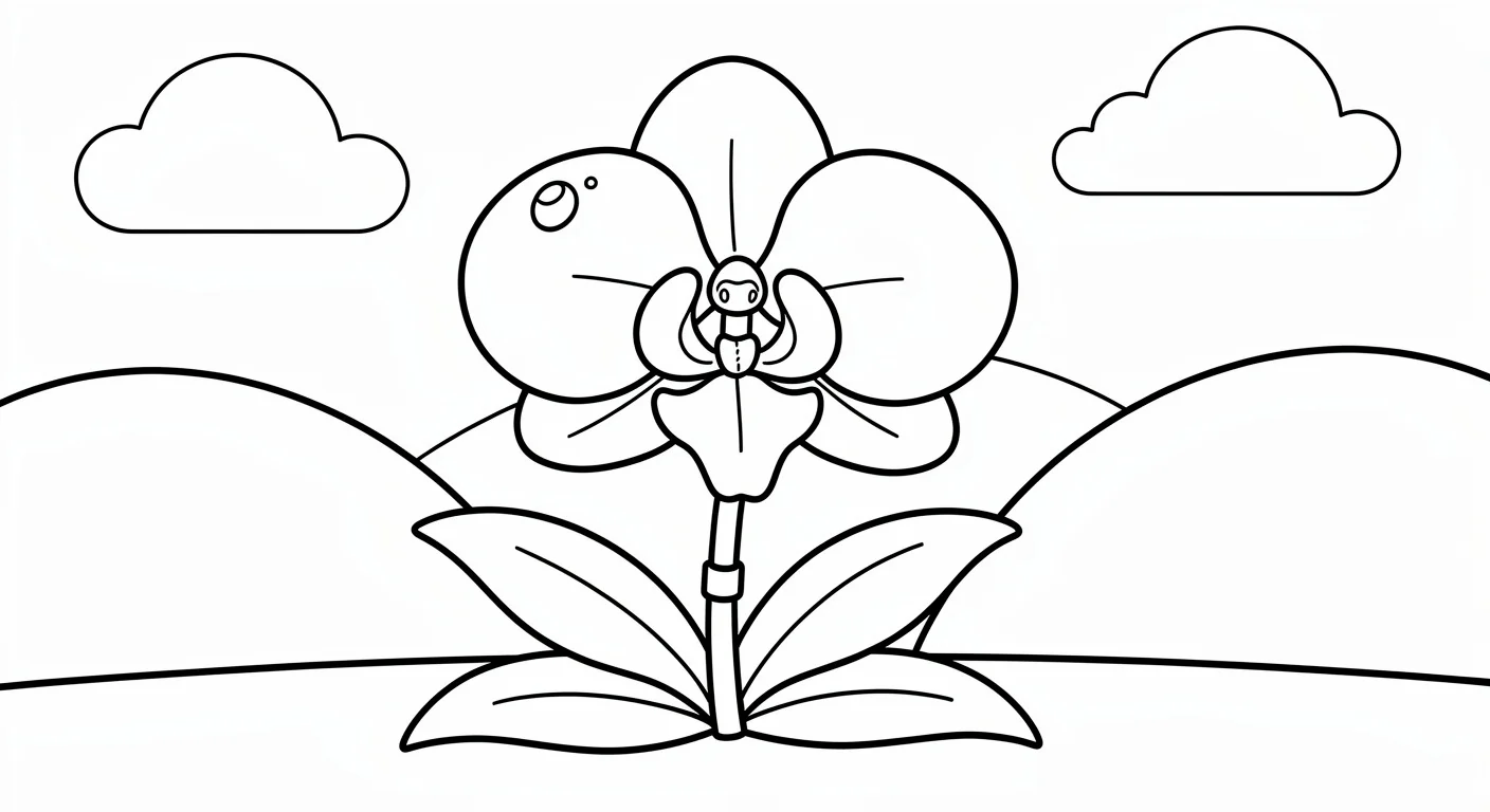 White orchid Coloring Page