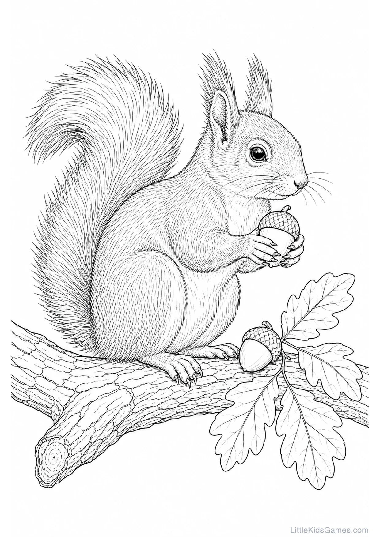 Desenho de Esquilo com Bolota para Colorir e Imprimir