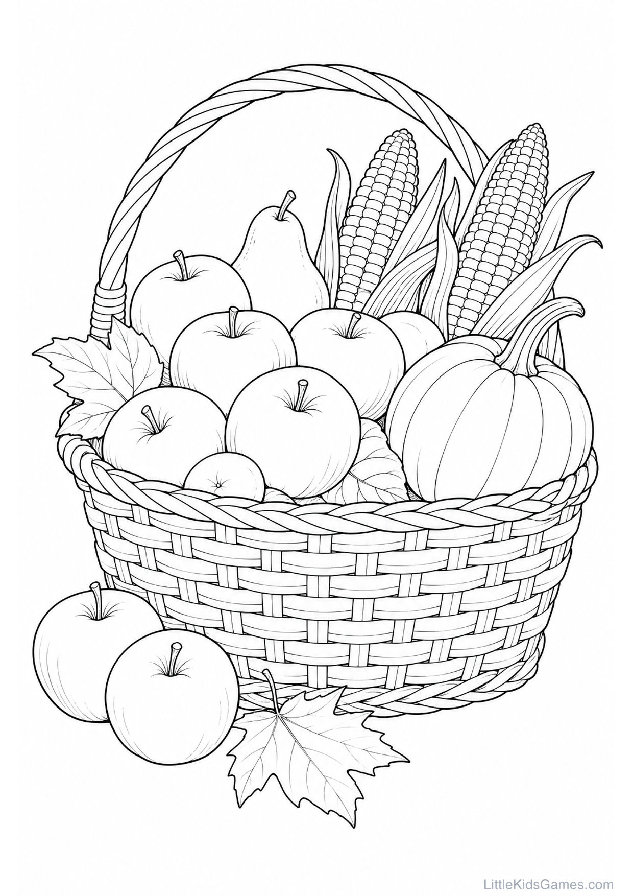 Desenho de Cesta da Colheita de Outono para Colorir e Imprimir