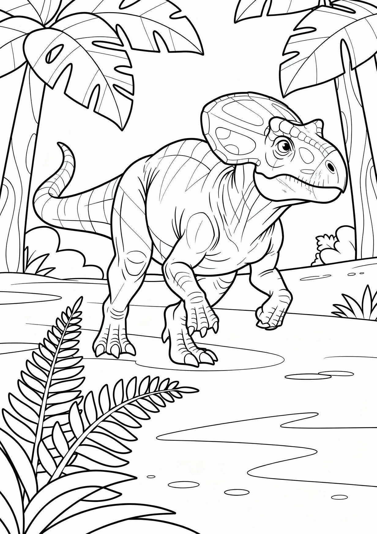 Pachycephalosaurus Coloring Page for Ages 6 and Up