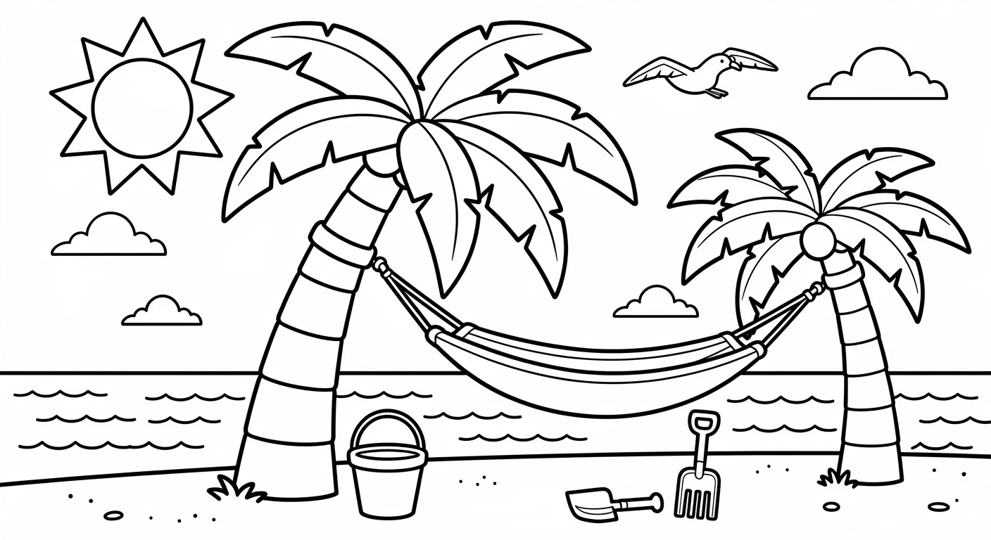 Palm tree on the beach Coloring Page