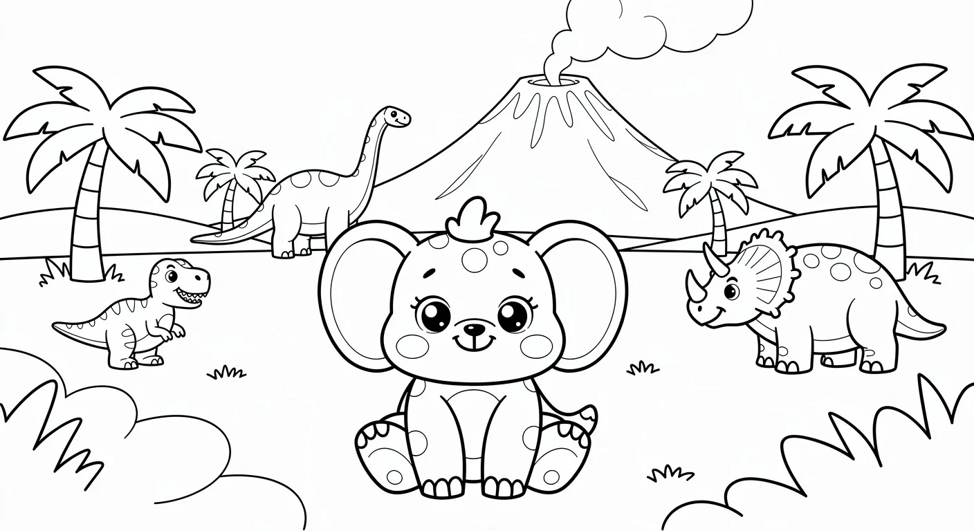 Jurassic landscape Coloring Page