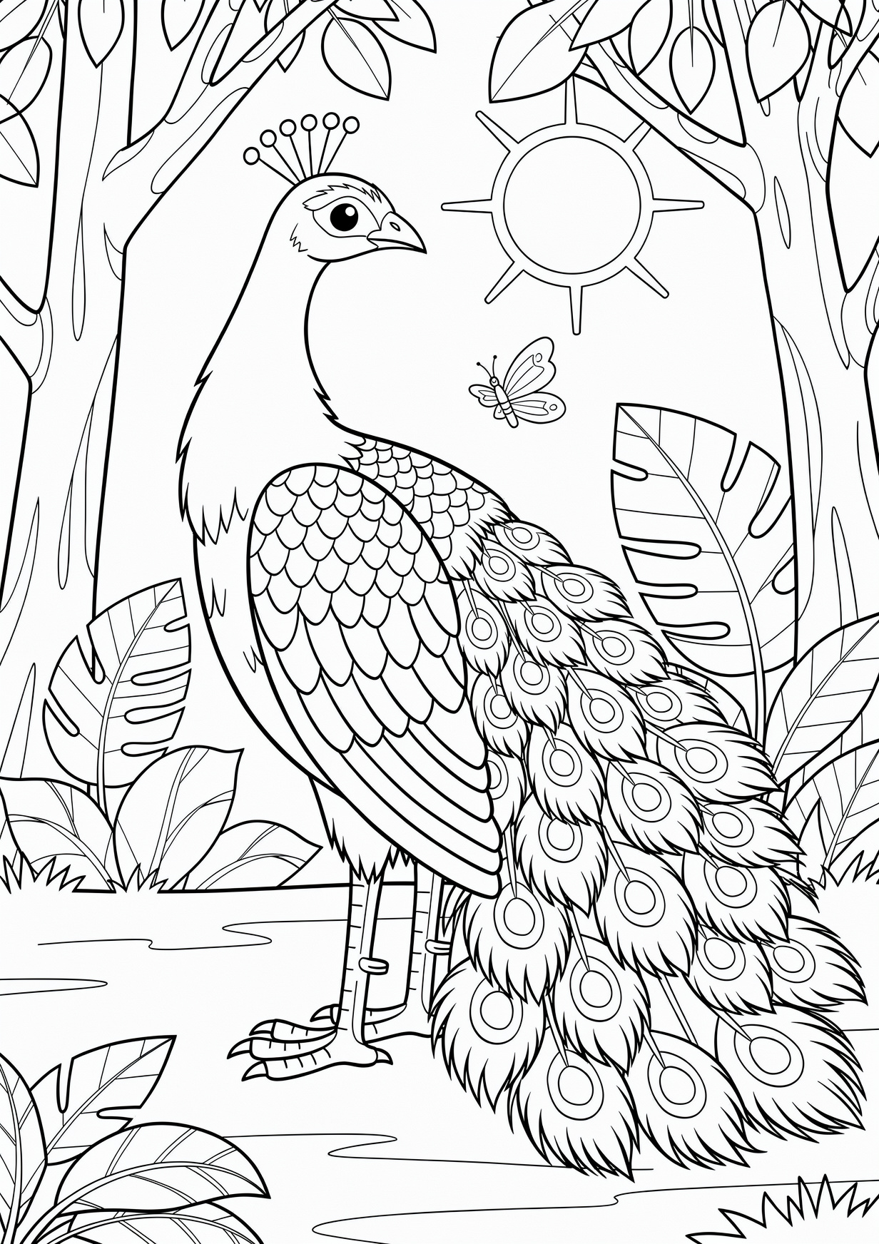 Peacock Coloring Page for Ages 6 and Up