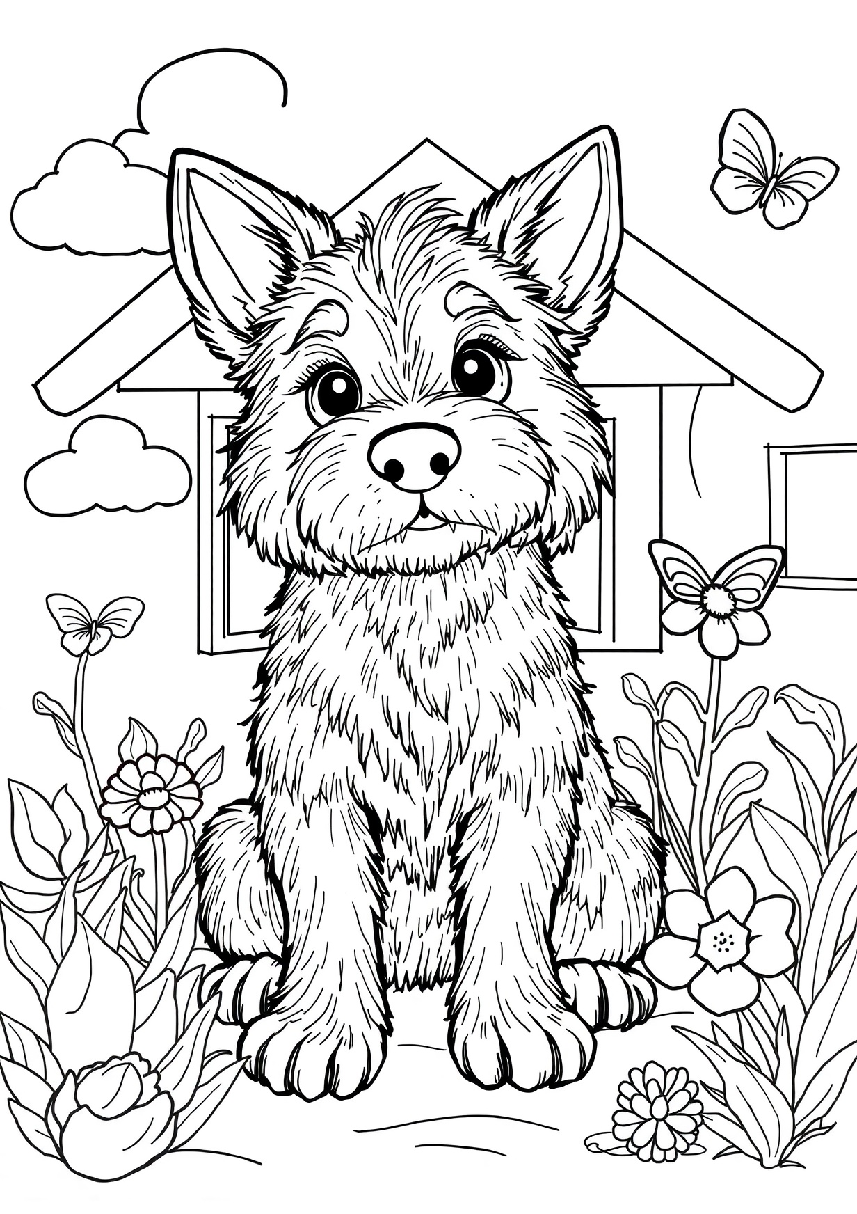 Animated dog Coloring Page for Ages 6 and Up
