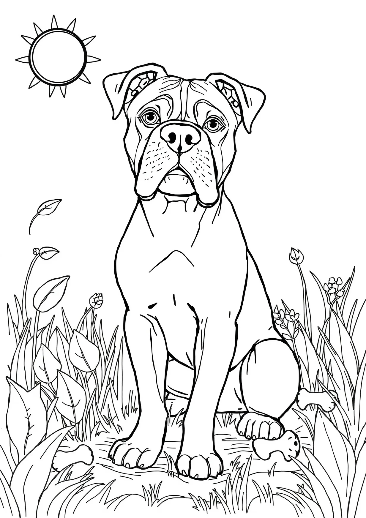Dibujo de Perro boxer para Colorear para Mayores de 6 Años