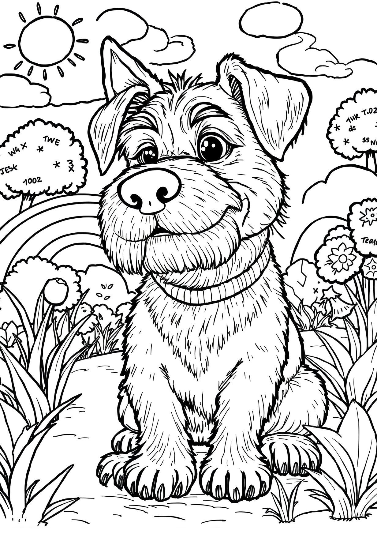 Cartoon dog Coloring Page for Ages 6 and Up