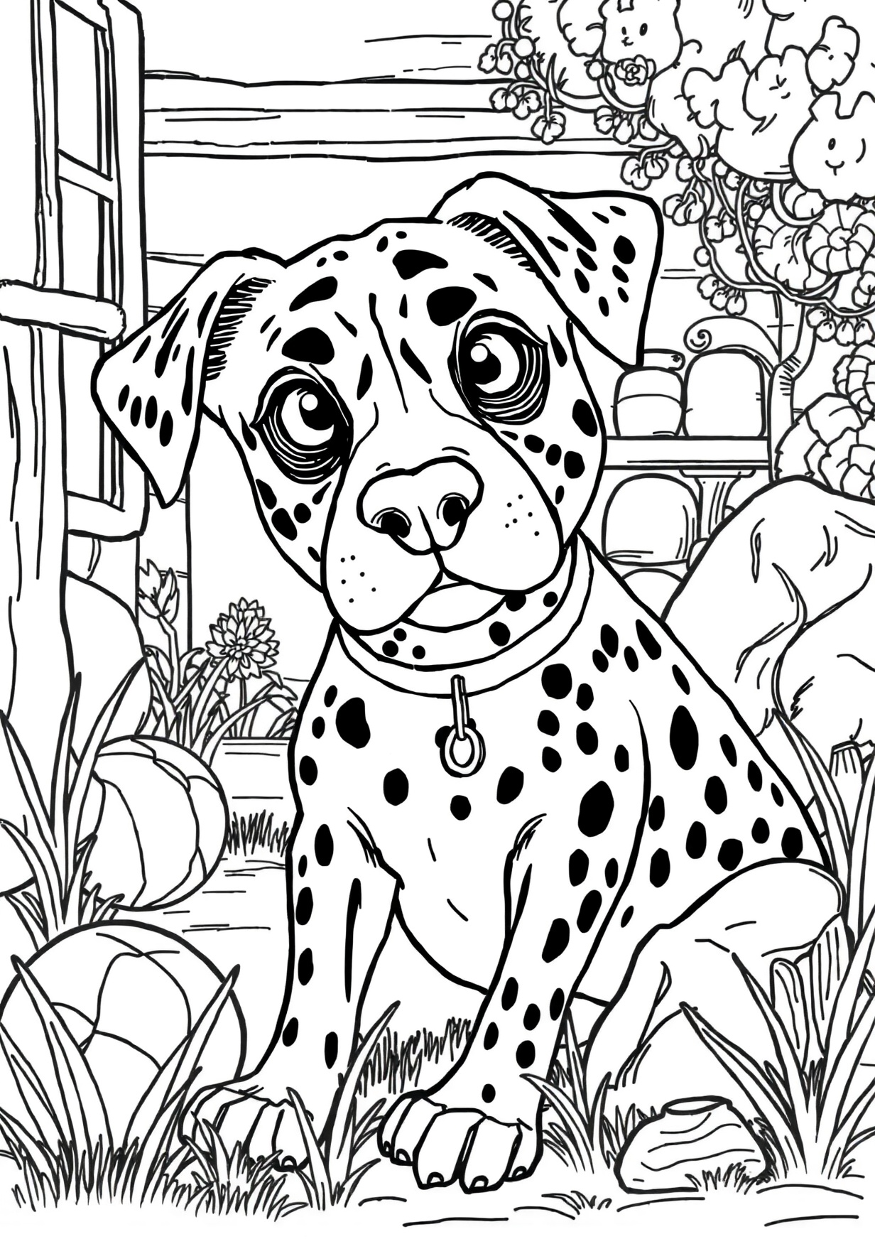 Dibujo de Perro dalmata para Colorear para Mayores de 6 Años
