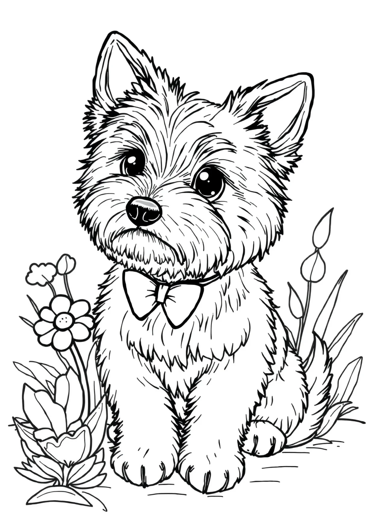 Dibujo de Perro kawaii para Colorear para Mayores de 6 Años
