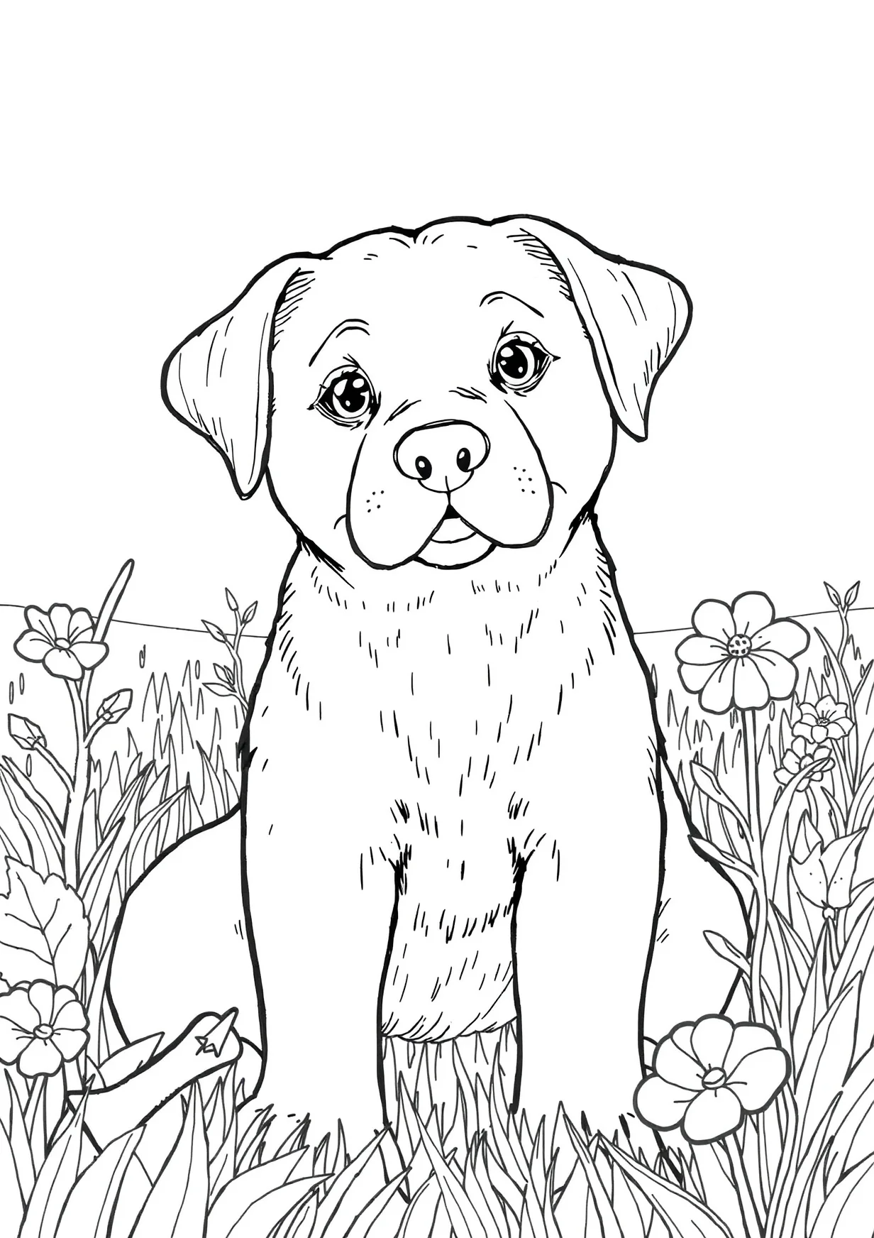 Dibujo de Perro labrador cachorro para Colorear para Mayores de 6 Años