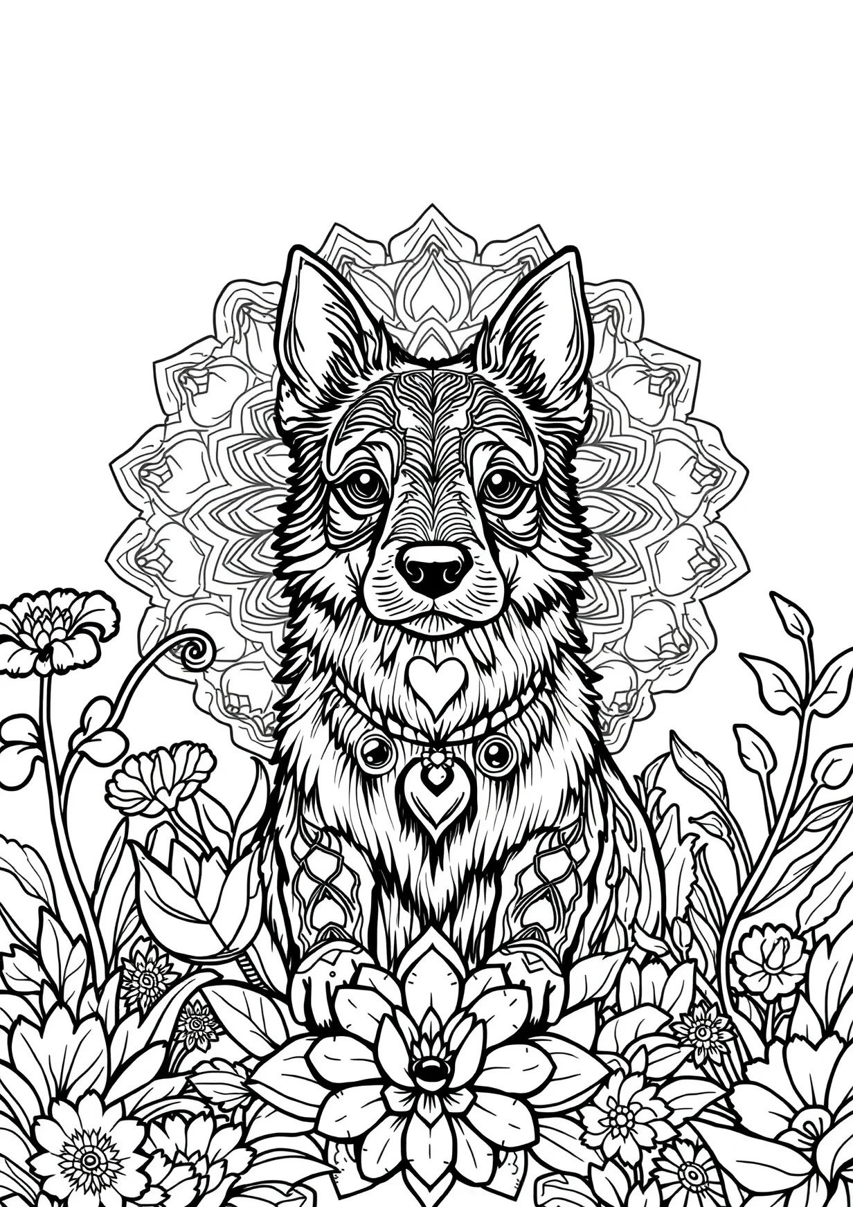 Dibujo de Perro mandala para Colorear para Mayores de 6 Años
