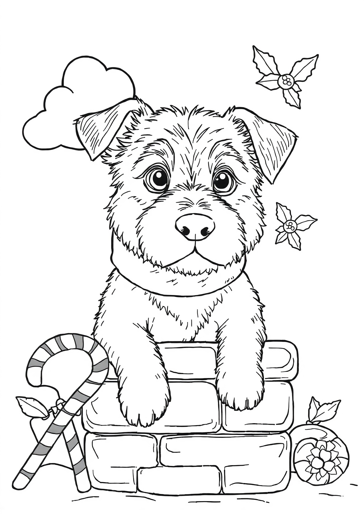 Dibujo de Perro navidad para Colorear para Mayores de 6 Años