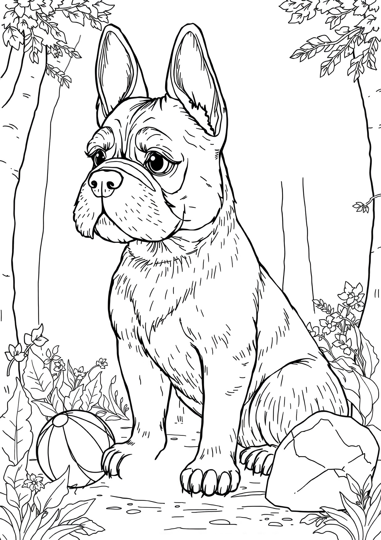 Realistic dog Coloring Page for Ages 6 and Up