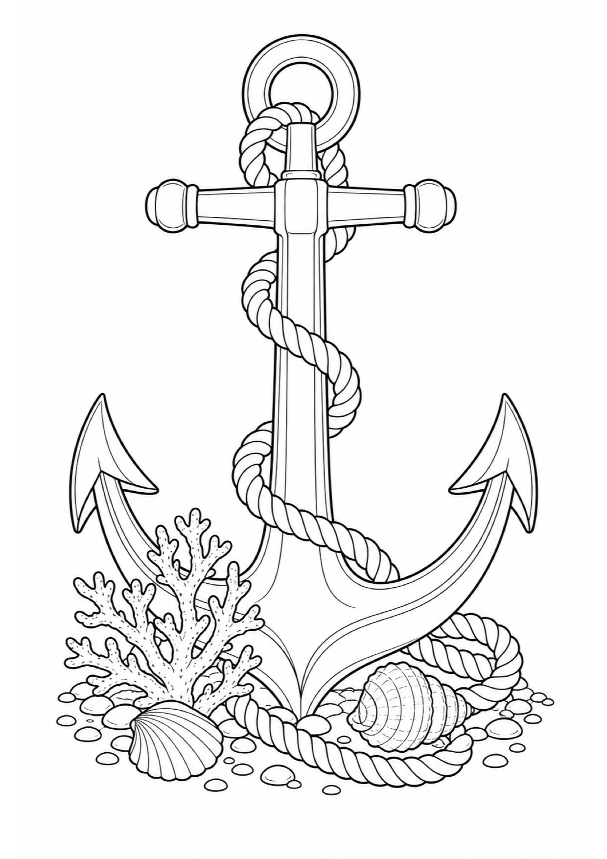 Ship Anchor Coloring Page to Print Free