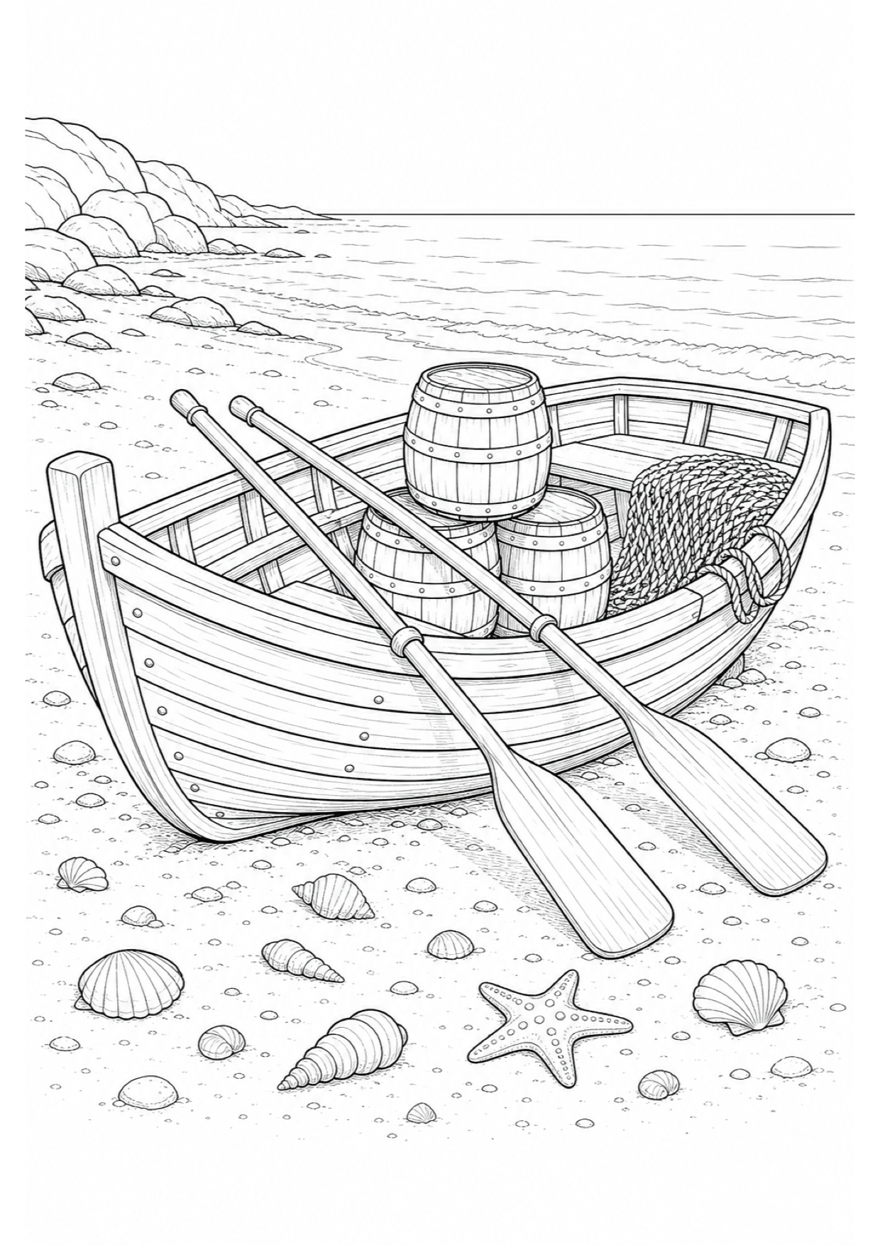 Pirate Rowboat Coloring Page to Print Free