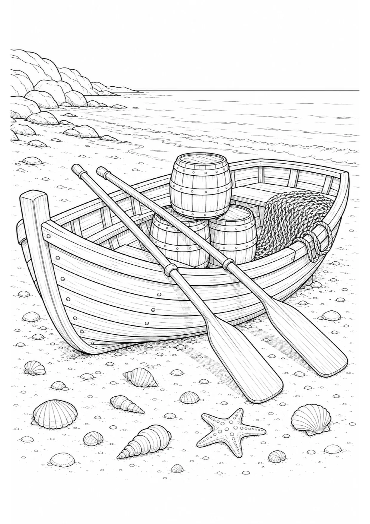 Pirate Rowboat Coloring Page to Print Free