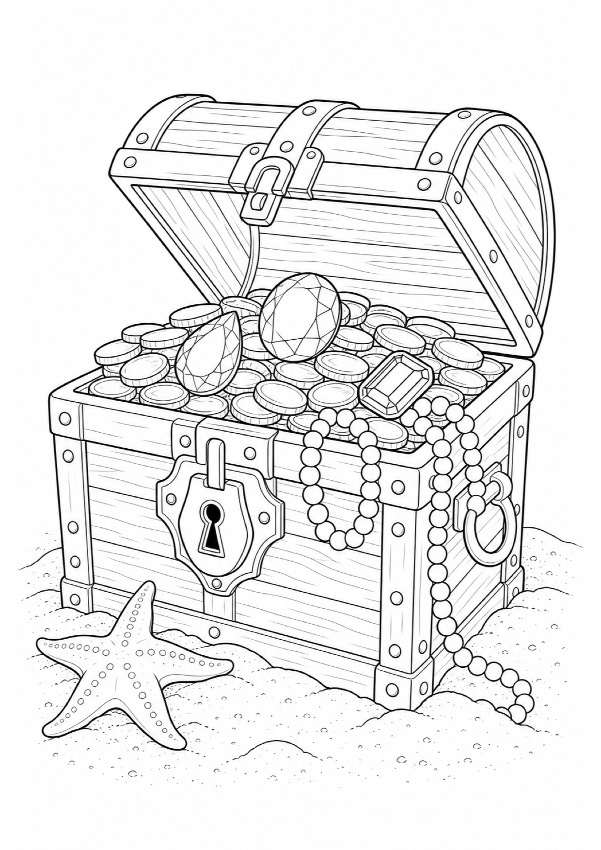 Treasure Chest Coloring Page to Print Free