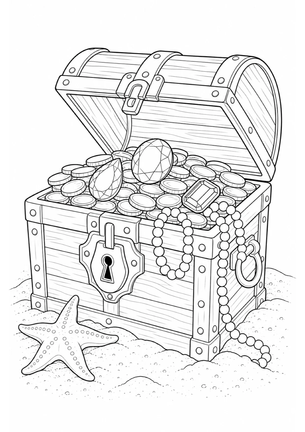 Treasure Chest Coloring Page to Print Free