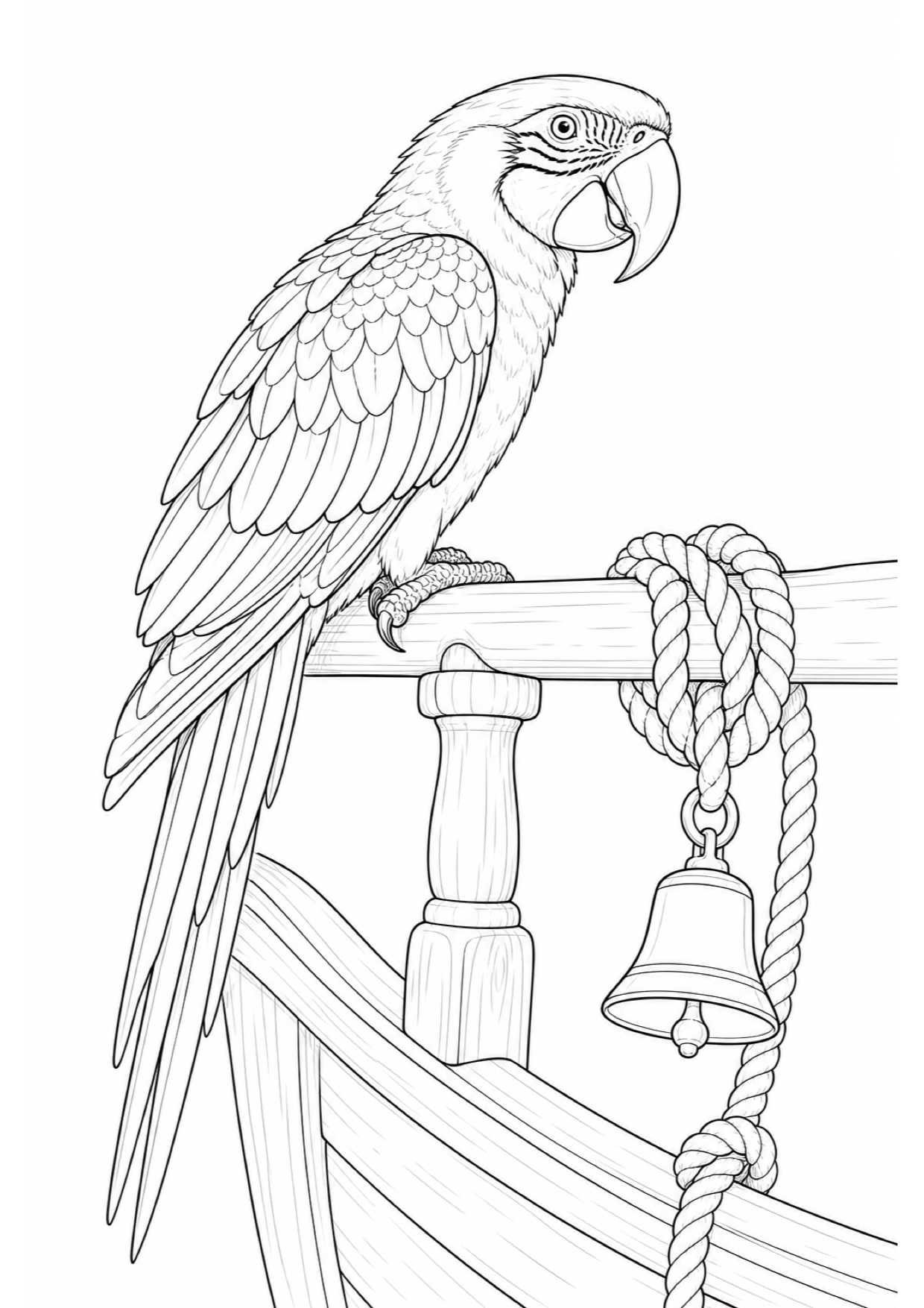 Pirate Parrot Coloring Page to Print Free