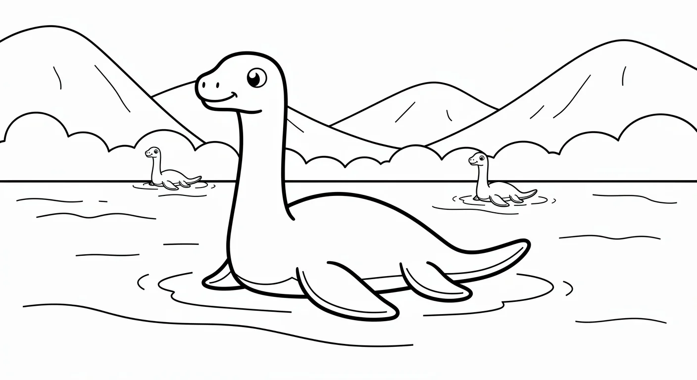 Plesiosaur in lake Coloring Page