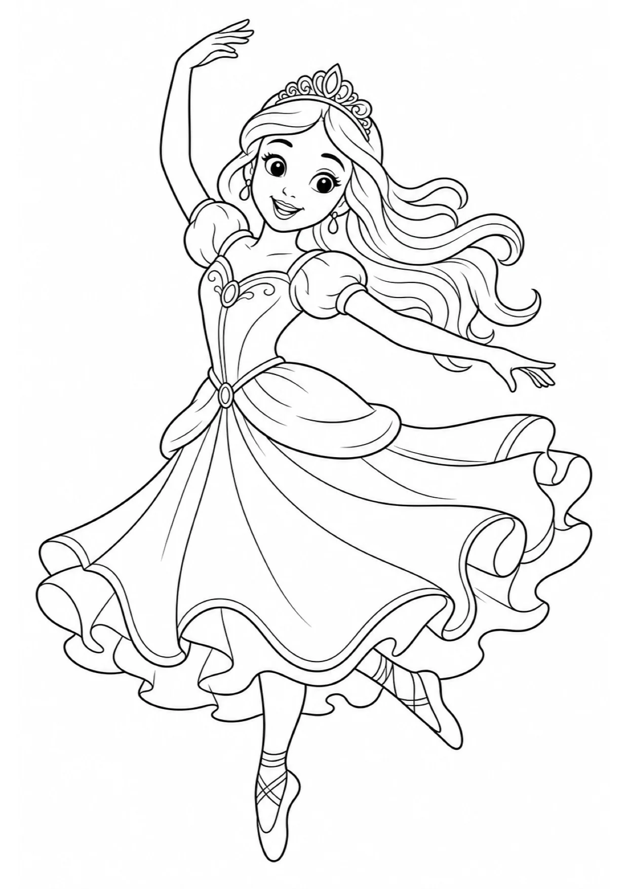 Dibujo de Princesa Bailando para Colorear e Imprimir