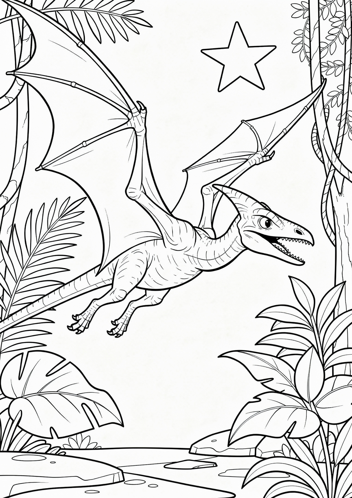 Pterodactyl Coloring Page for Ages 6 and Up