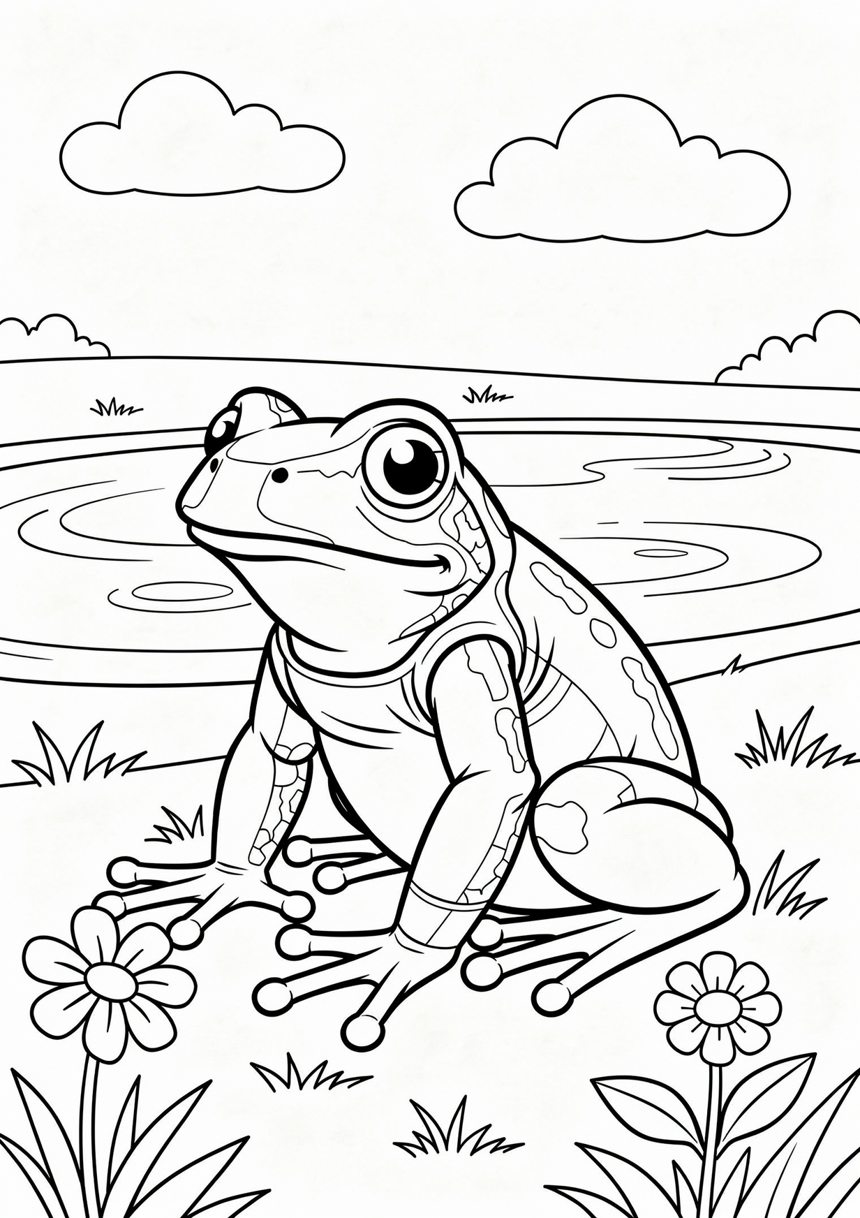 Frog Coloring Page for Ages 6 and Up