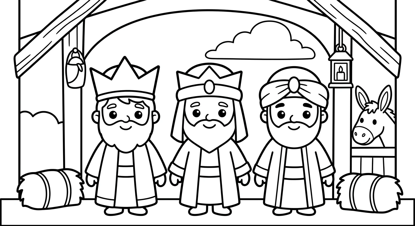 Desenhos dos Reis Magos para Colorir para Crianças de 2 a 5 Anos
