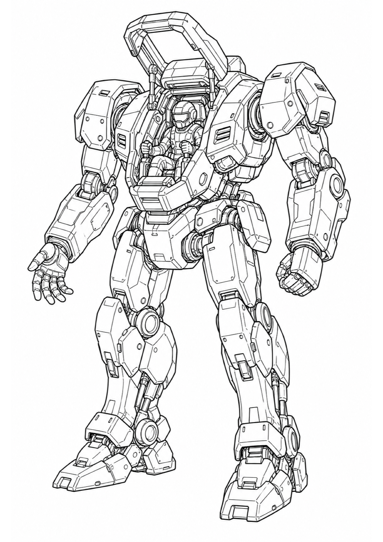 Giant Mecha Robot Coloring Page to Print Free