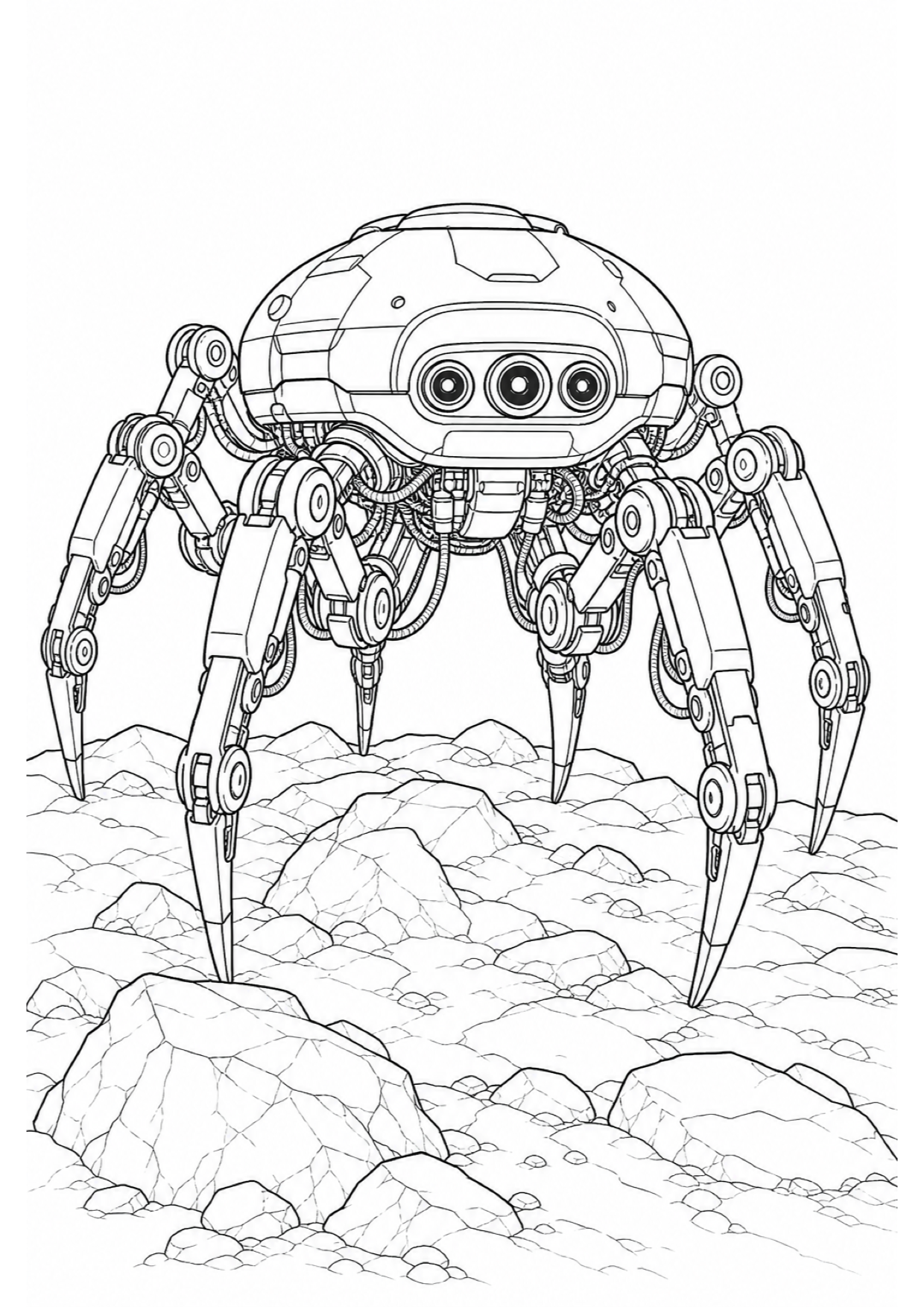 Spider Robot Coloring Page to Print Free