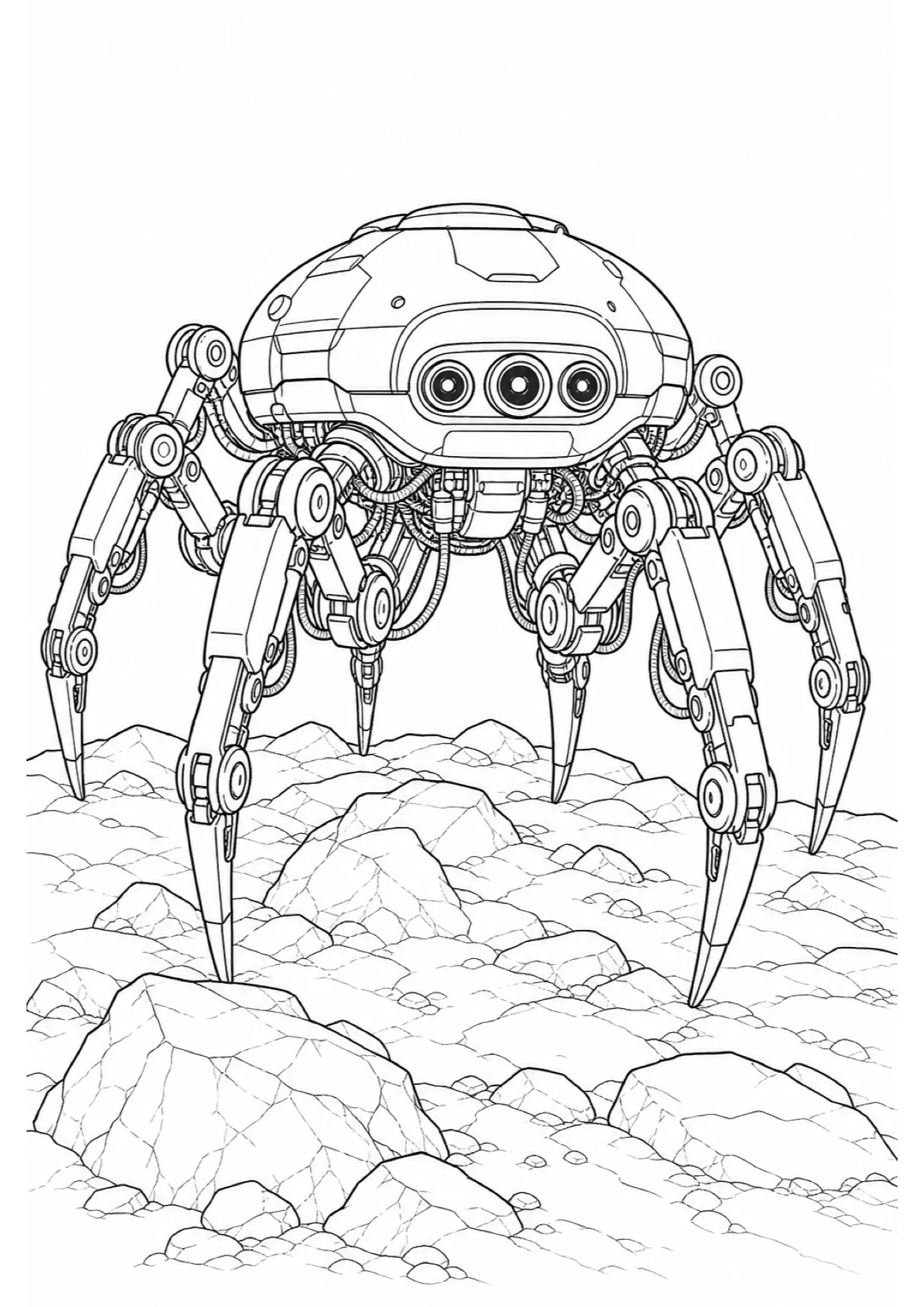 Spider Robot Coloring Page to Print Free