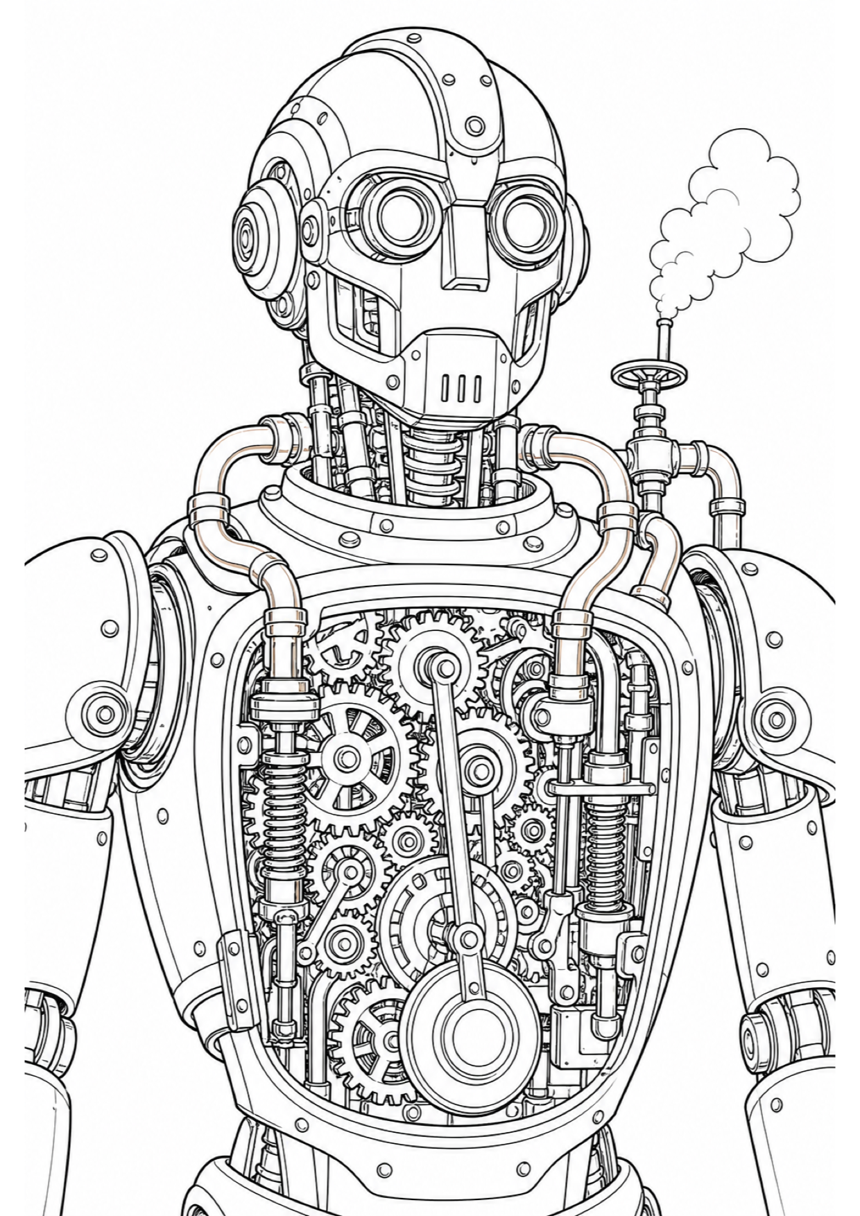 Clockwork Robot Coloring Page to Print Free