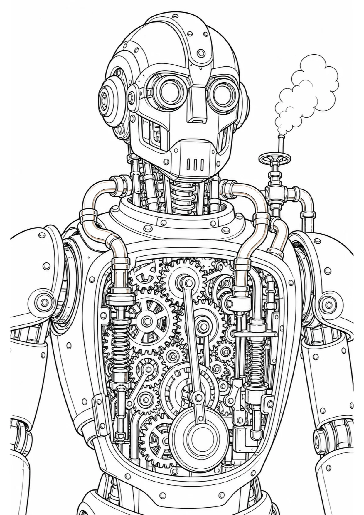 Clockwork Robot Coloring Page to Print Free