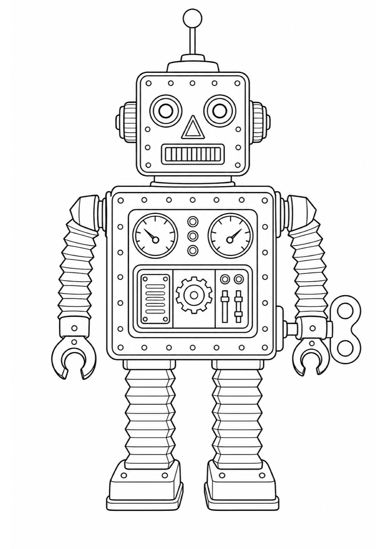 Tin Robot Coloring Page to Print Free