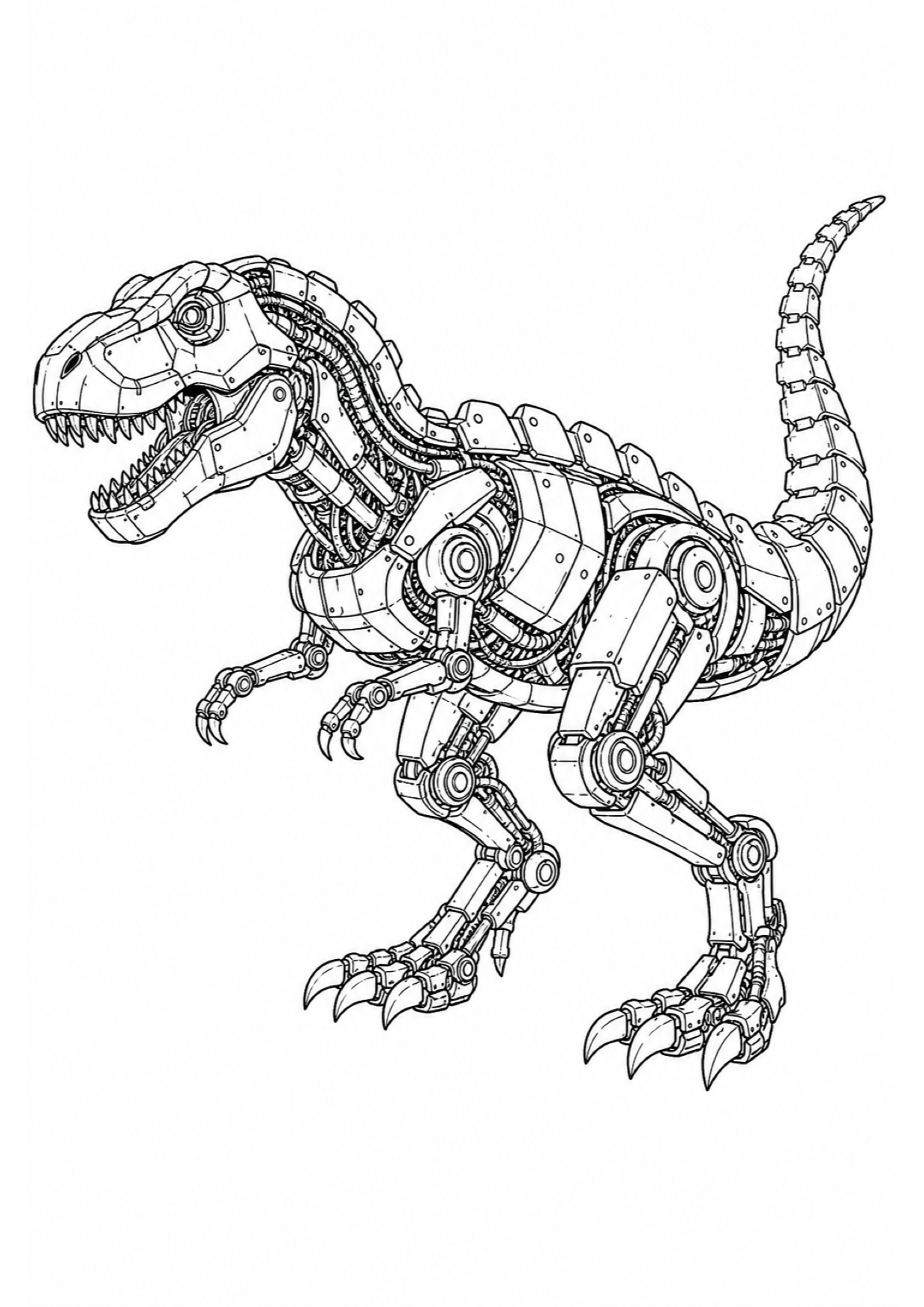 Robot Dinosaur Coloring Page to Print Free