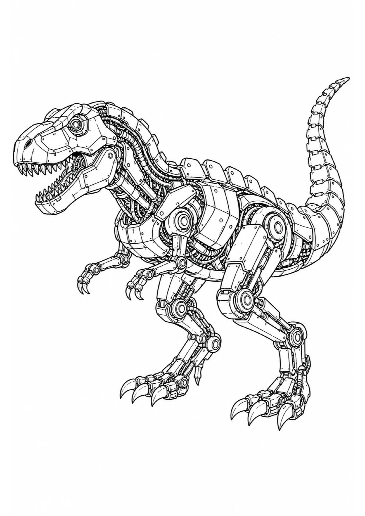 Robot Dinosaur Coloring Page to Print Free