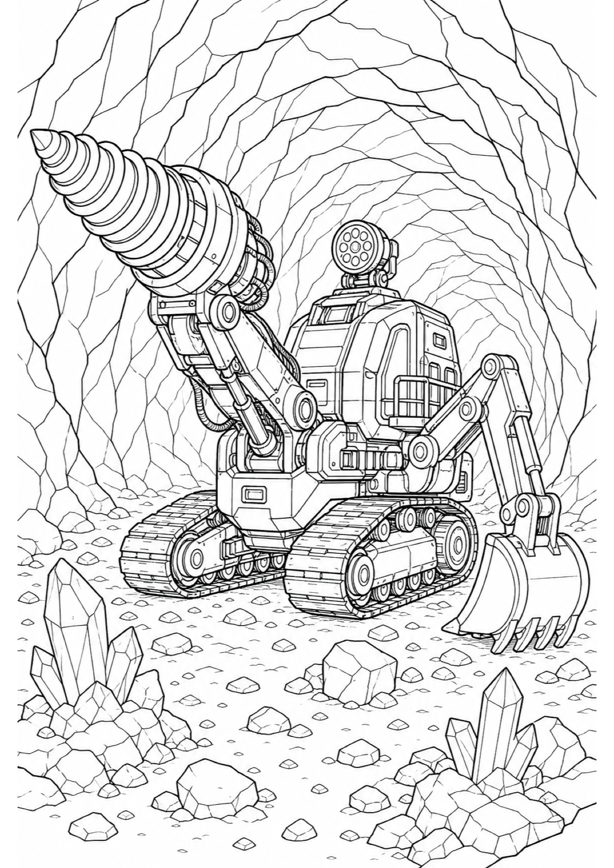 Mining Robot Coloring Page to Print Free