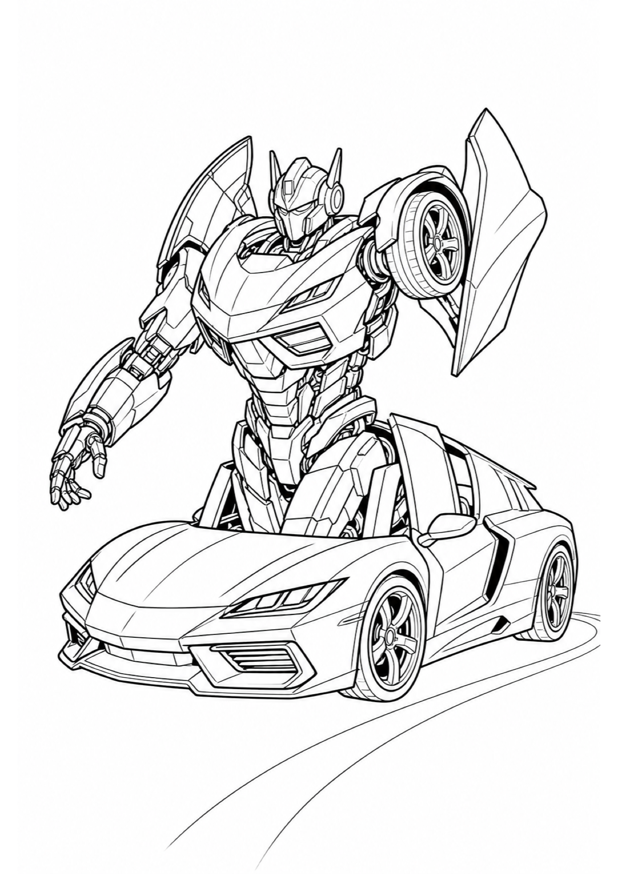 Transforming Robot Coloring Page to Print Free