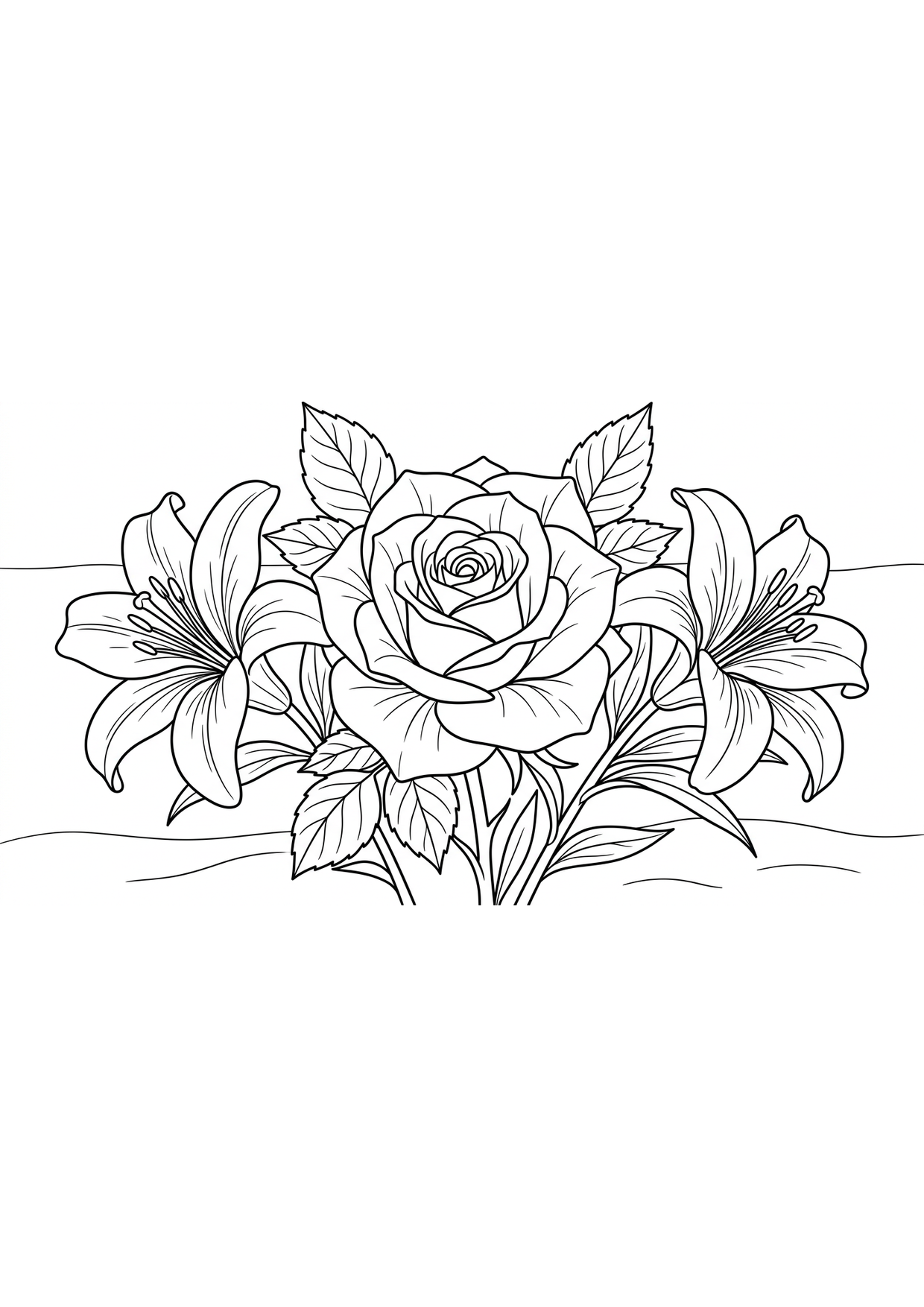 rosa con lirios