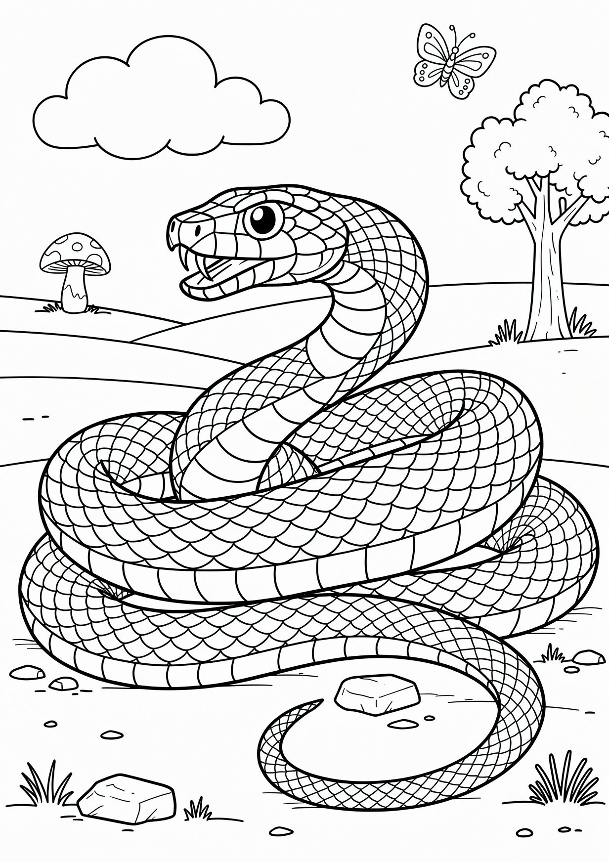 Snake Coloring Page for Ages 6 and Up