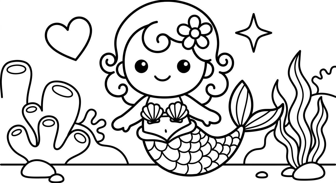 Dibujo de Sirena bebe para Colorear para Niños de 2 a 5 Años