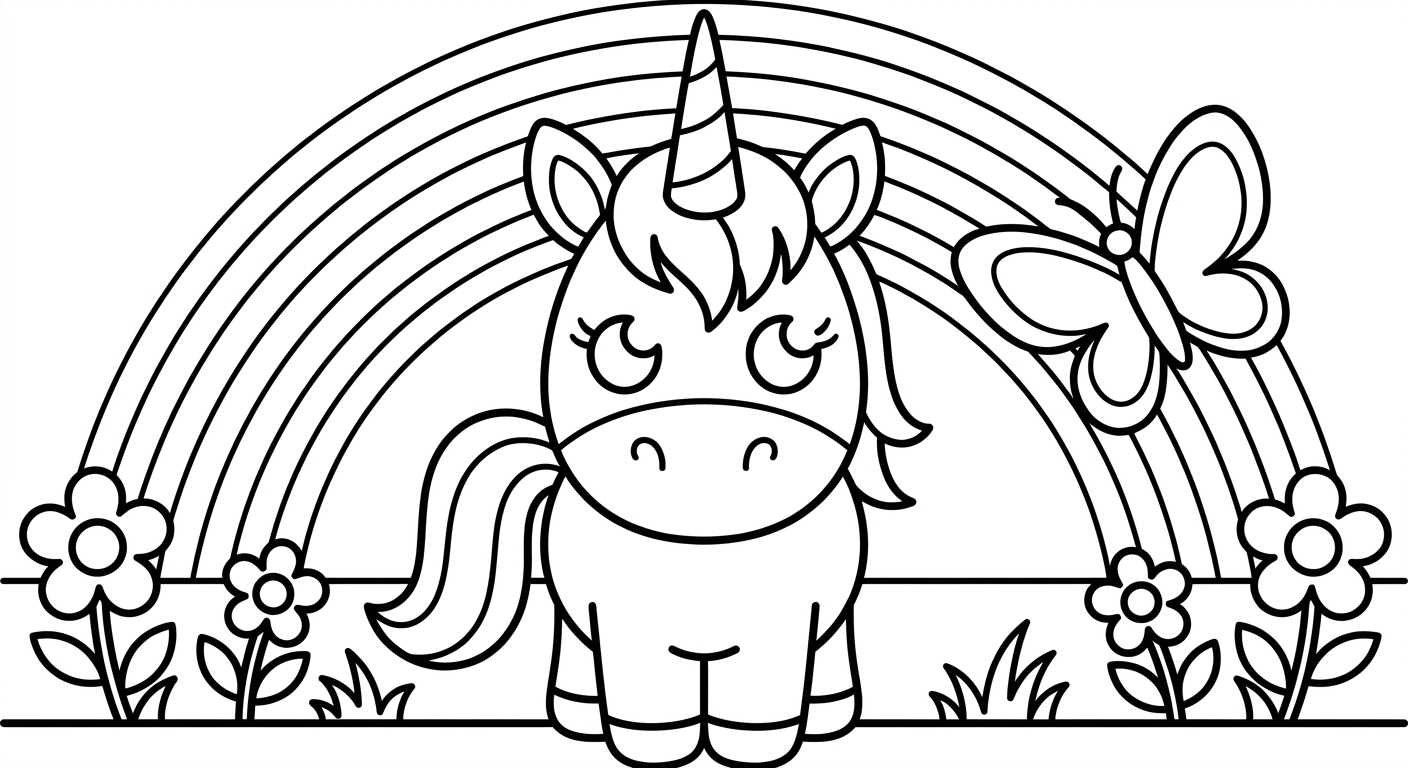 unicornio con arcoiris