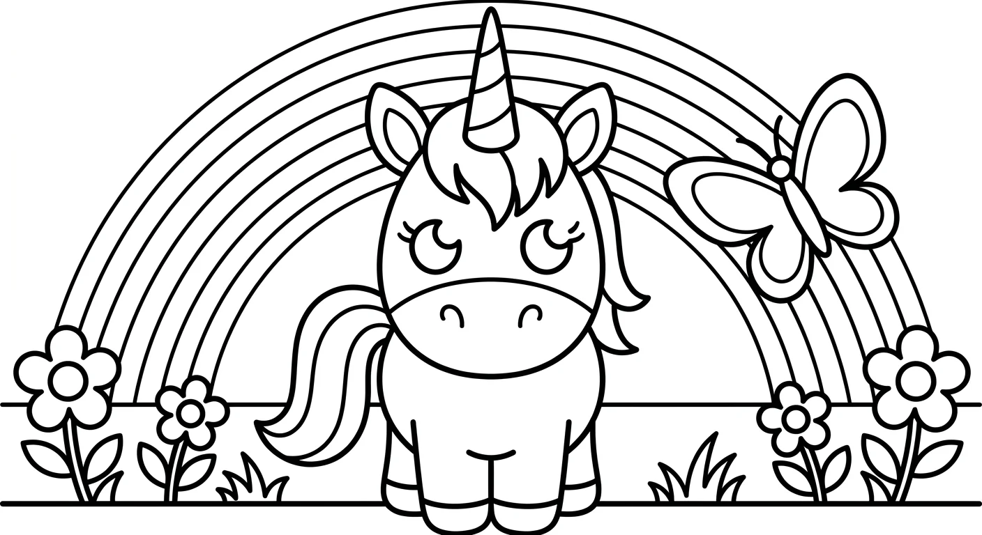 Rainbow Unicorn Coloring Pages for Kids Ages 2 to 5